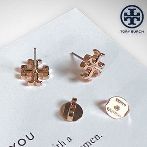 New Tory Burch 18k Kira Rose Gold Studs $78